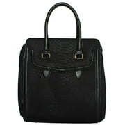 Womens Fashion "Neverland" Tote Structure Shoulder Handbag - Black
