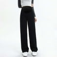 thumbnail image 2 of Taqqpue Women's Maternity Jeans Solid Color Straight Wide Leg Stretchy Pregnancy Jeans Comfy Belly Support Denim Work Pants with Pockets, 2 of 5