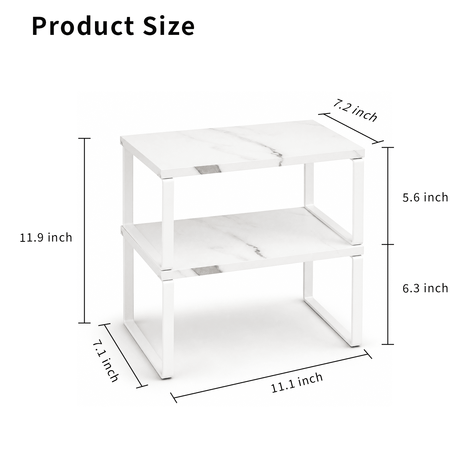 Koomade 2 Pack Cabinet Organizers Shelves,Cabinet Pantry Storage Rack, Pantry Cupboard Rack for Kitchen, 11.7''W,Marble grain + White