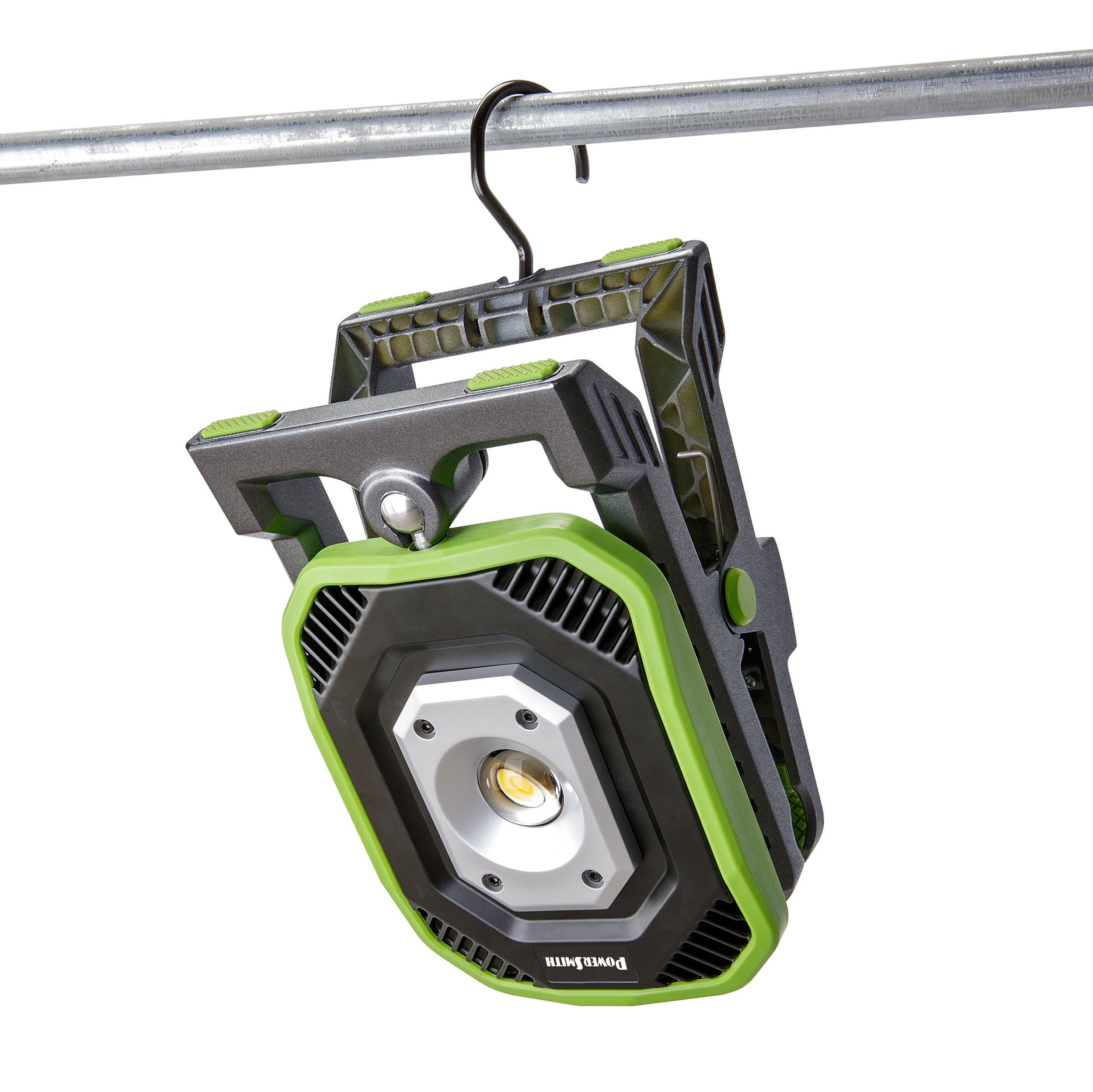 PowerSmith 3000 Lumen Rechargeable LED Clamp Work Light Dual-Power, Powered Through 120V AC or Rechargeable Lithium-Ion Battery, Large Clamp, 5-Year Warranty