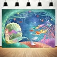 thumbnail image 2 of Mermaid Backdrop Under The Blue Sea Background for Teen Girls Birthday Party Decorations Banner Photographic Booth Props, 8X6, 2 of 5