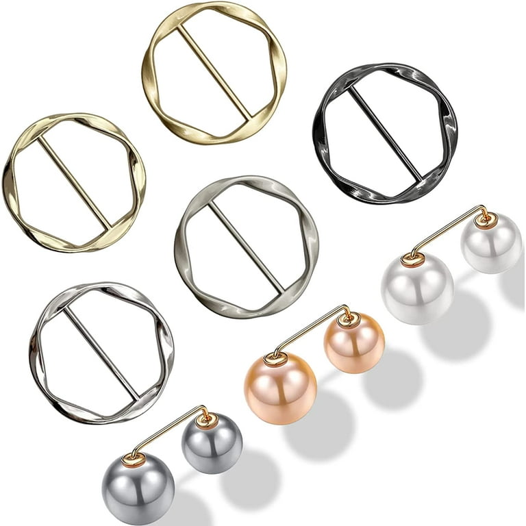  9 PCS Silk Scarf Ring Clip Shirt Ties Clips for Women Silk  Scarf Clip T-Shirt Shirt Clip Scarf Rings and Slides Knot Ring Holder Metal  Circle Buckle for Clothing Belt Hat