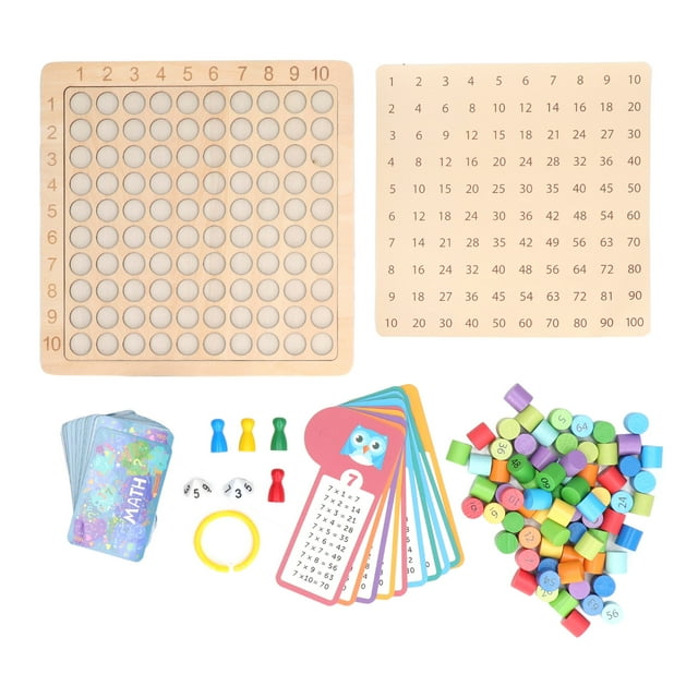 Tablero de bloques de matemáticas de madera, tablero de multiplicación 3 en 1 Tablero de multiplicación de madera Instalación sin esfuerzo
