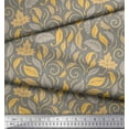 thumbnail image 2 of Soimoi Yellow Georgette Viscose Fabric Autumn Leaves Print Sewing Fabric Yard 42 Inch Wide, 2 of 3