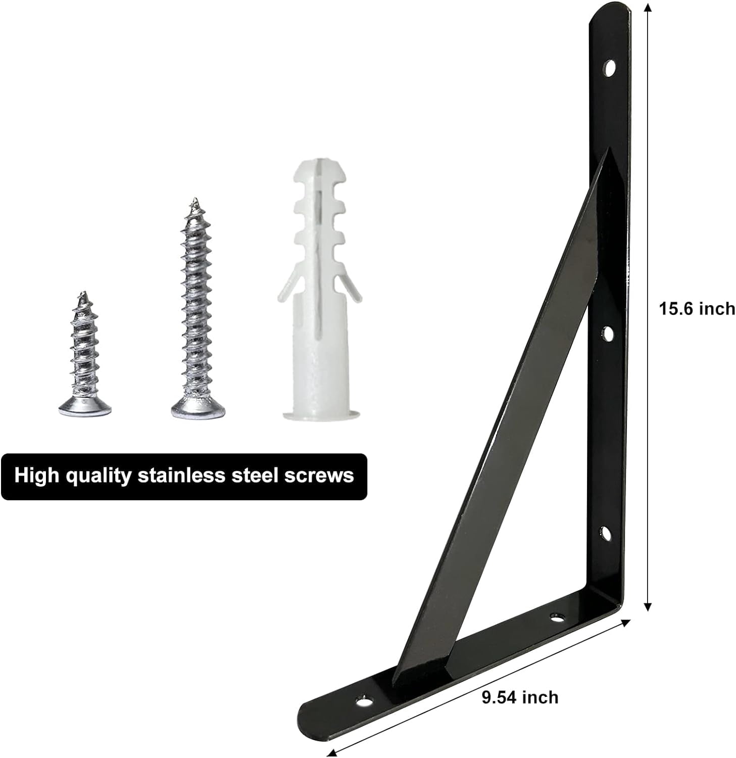 Heavy Duty Shelf Brackets Wall Mount Steel Bracket Wall Brackets for Shelves (White, 6 x 4 Inch-3 Pairs)