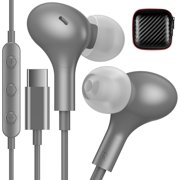 USB C Earbuds Wired Headphones for Apple iPhone 16 Plus 15 Pro Max 16e iPad Small Ear Bud Corded Type C Earphone with Microphone for Samsung Galaxy S25 S24 S23 Ultra S22 Google Pixel 9 8 7 Grey
