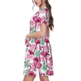 thumbnail image 2 of Disketp Flamingo para Vestido de Manga Corta para Mujeres, Vestidos de Verano para Mujeres, Casual y Holgado para la Playa, 2 of 6