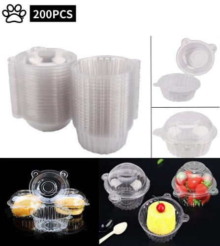 50 Pcs Clear Plastic Individual Single Cupcake Containers,Muffin Dome Holders Cases Boxes Cups Pods,Clamshell Cupcake Holders for Party Favor Cake,Muffin,Salad