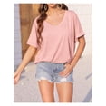 thumbnail image 6 of Women's Oversized V-Neck T-Shirts Summer Casual Loose Fit Short Sleeve Top Tees, 6 of 6