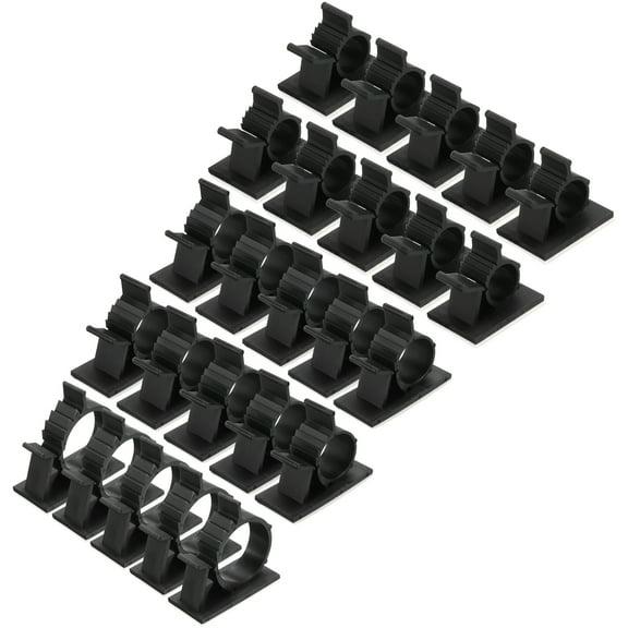 50Pcs Cable Management Clips, 8-25mm Dia Self Adhesive Nylon Wire Holder, Adjustable Organizer Clamp, Black