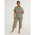 thumbnail image 2 of Joyspun Women's Knit Notch Collar Top and Capri Pants Pajama Set, 2-Piece, Sizes S to 3X, 2 of 5