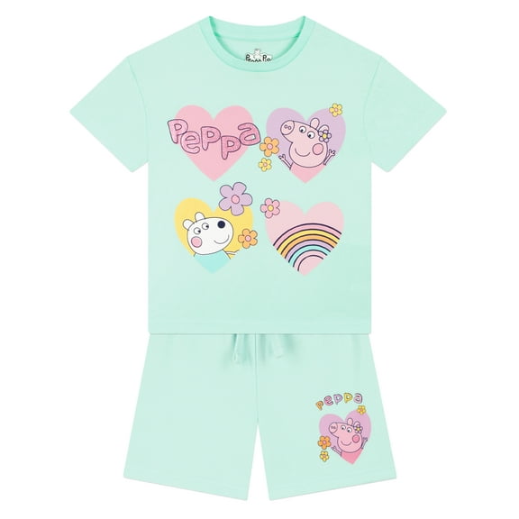 Peppa Pig Girls Peppa Pig Blue T-Shirt And Shorts Set Sizes 2T-8