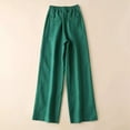 thumbnail image 4 of KALE Womens Linen Pants Palazzo Women Fashion Solid Color Cotton Flax Elastic Long Beach Leisure Trousers Women's Pants Green, 4 of 8