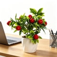 thumbnail image 6 of Artificial Fruit Bonsai Foliage in White Pot, Plastic Indoor Home Decor, Desk Window Sill Shelf Accent, Office Living Room Table Decoration, 6 of 6