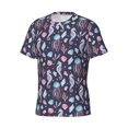 thumbnail image 3 of Yiaed Watercolor Marine Animals Print Mens Short Sleeve Tight Fit T-Shirt, Crewneck Casual Tee-Small, 3 of 5