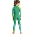 thumbnail image 3 of IBTOM CASTLE Kids Girls Full Wetsuit Rash Guard Swimwear Long Sleeve Zippper One Piece Swimsuit Summer Bathing Suit 3-4 Years Green, 3 of 8