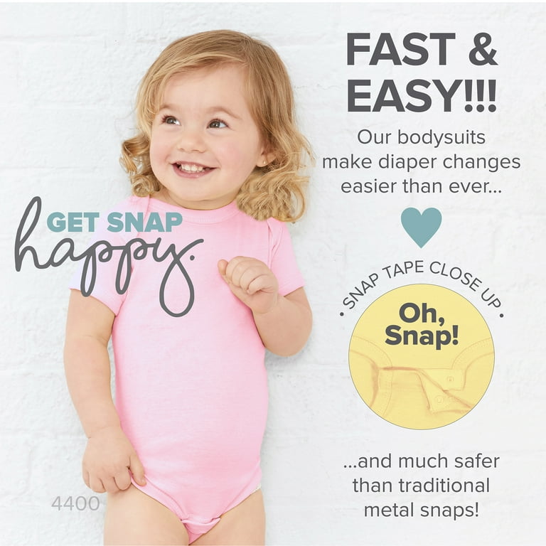Rabbit Skins Baby Bodysuits Girls Boys Newborn to 24 Months 5 Pack Set Snap Closure Multi color Cotton Best Basics White 6 Months
