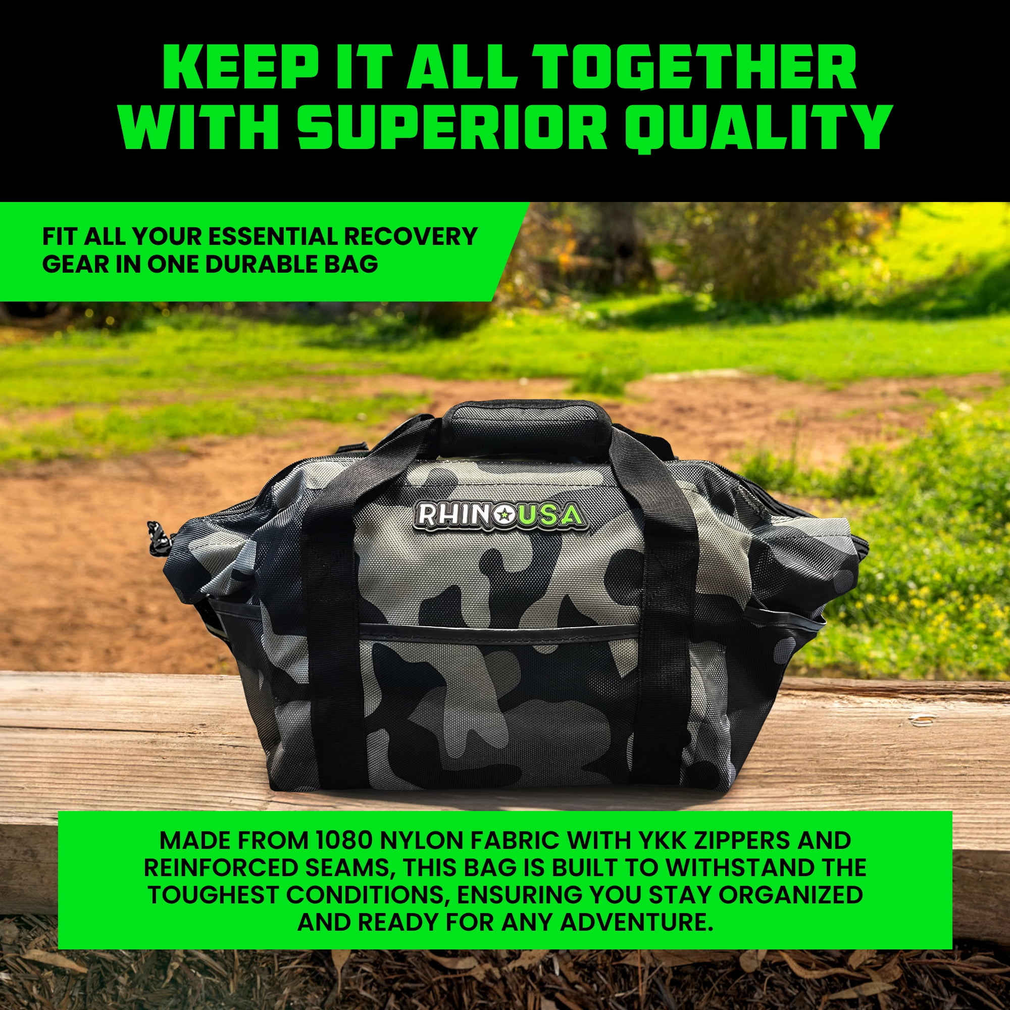 Rhino USA Heavy Duty Recovery Gear Storage Bag - Ultimate Recovery Kit Equipment Bag (Camo)