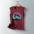 thumbnail image 5 of Women's Tops Dressy Casual Vintage Fashion 2024 Sleeveless Tunic Tops Loose Fit Flowy Retro Sunset Graphic Tank Tops Elegant Going out Blouse Crew Neck Summer Clothes for Teen Girls Wine T Shirts XXL, 5 of 5