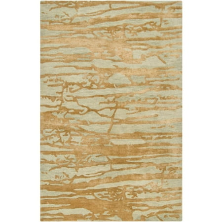- 2' x 3' Grotto Mountain Rock Soft Sage Green and Gold Wool Area Throw Rug