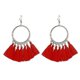 thumbnail image 4 of Pendientes de borlas bohemios de moda para mujer, color dorado, círculos, redondos, largos, color rojo, 4 of 4