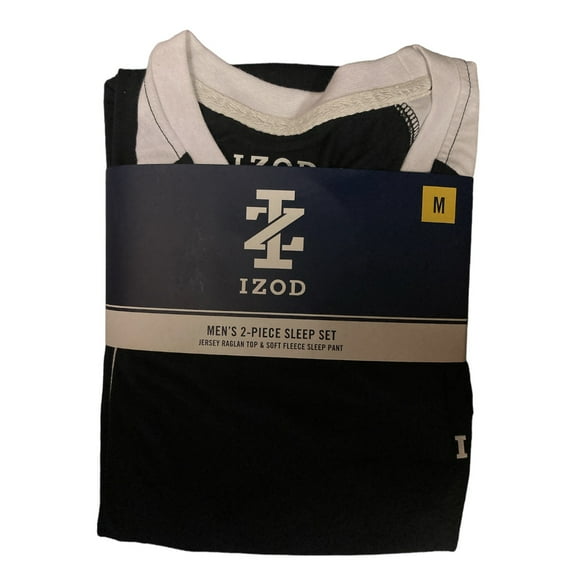 IZOD Men's Long Sleeve Jersey Raglan Top and Soft Fleece Pant Pajama Set