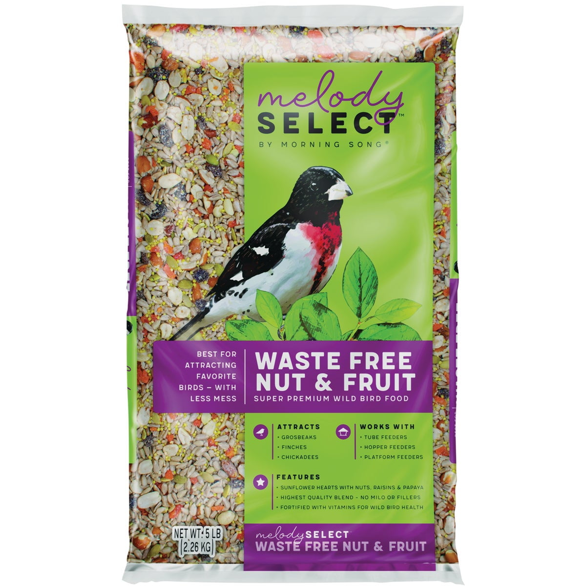 Morning Song Melody Select Series Waste Free Nut and Fruit Bird Food, 5.46 lb. Bag