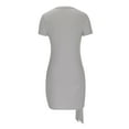 thumbnail image 6 of Summer Saving Wycnly Womens Dresses Casual Solid Tie Waist Basic Ruched Bodycon Wrap Short Dresses Summer Plain Round Neck Short Sleeve Formal Mini Dress Gray l, 6 of 7