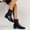 Black, variant on Jsaierl Women's Knit Sock Ankle Boots Pointed Toe Stretch Heel Slip-on Stretch Booties Shoes