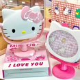 thumbnail image 5 of YIXIGGC Pink Cartoon Hello Kitty Portable Makeup Mirror - Cute Desktop Mirror for Home/Office, Compact & Lightweight Design, Stylish Gift for Women CJ#419-3838, 5 of 5
