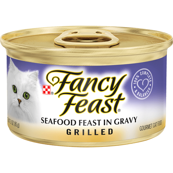 Purina Fancy Feast Gravy Wet Cat Food, High Protein Soft Seafood, 3 oz Can (Pack of 6)