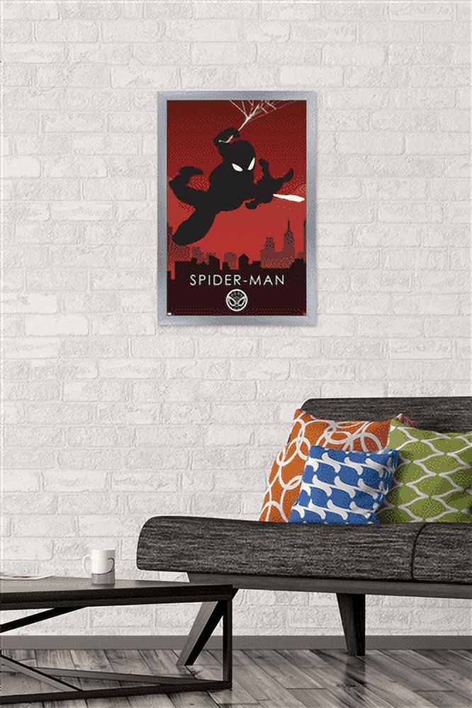 Marvel Heroic Silhouette - Spider-Man Wall Poster, 14.725" x 22.375", Framed