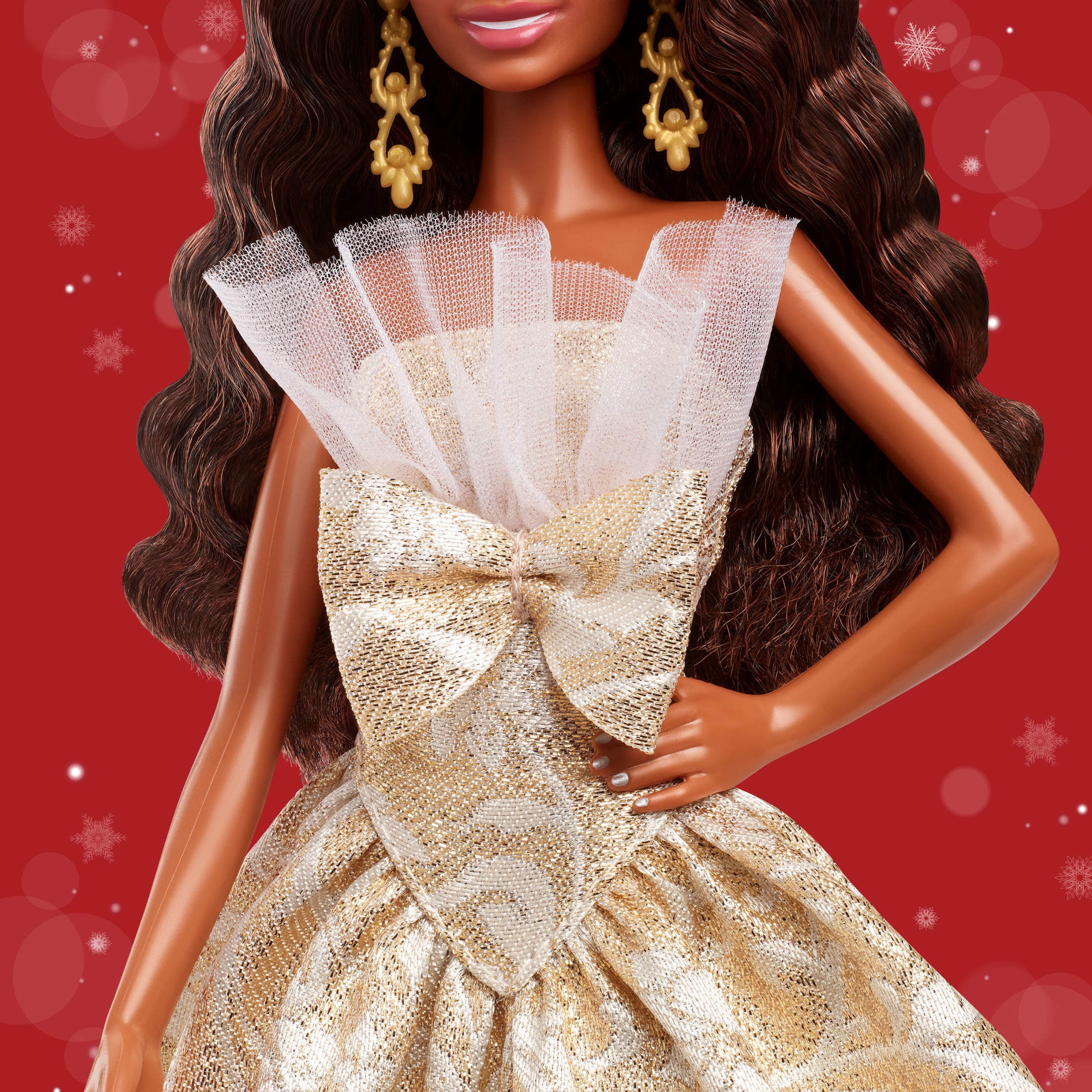 Barbie Signature 2025 Holiday Barbie Fashion Doll, Seasonal Collector, Black Hair with Silver & Gold Gown