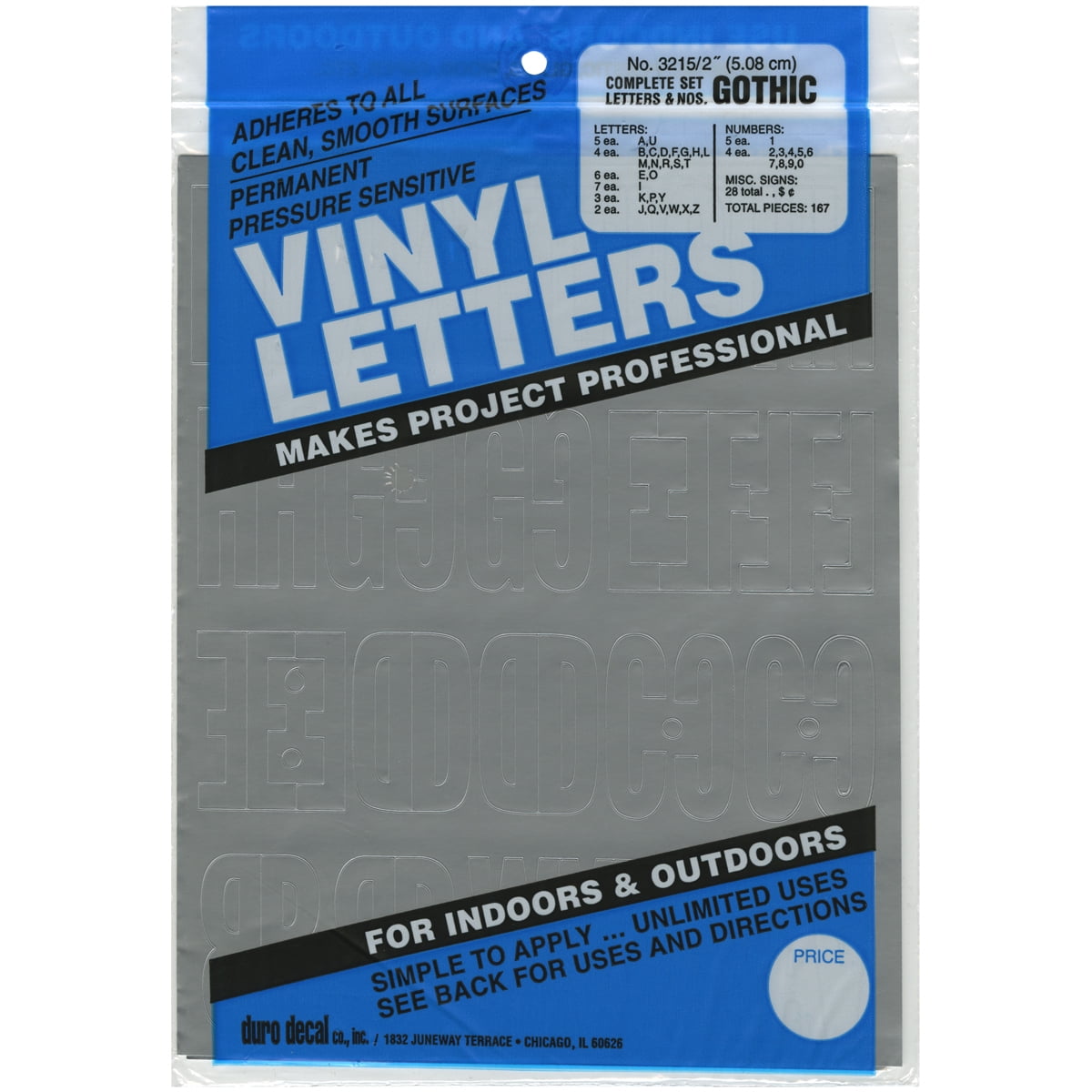 Permanent Adhesive Vinyl Letters & Numbers 2" 167pk, Silver Walmart