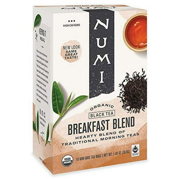Numi Organic Black Tea, Breakfast Blend, 18 Count (Pack of 3) - Packaging May Vary
