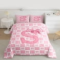 thumbnail image 2 of jejeloiu Cartoon Bowknot Bowtie Twin Comforter Sets,Letter S Print Bedding Set For Bow Girls Reversible 2pcs, 2 of 8