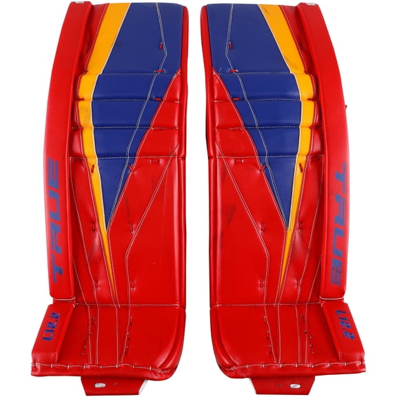 Jordan Binnington St. Louis Blues Game-Used Red Goalie Pads from the 2021 NHL Season