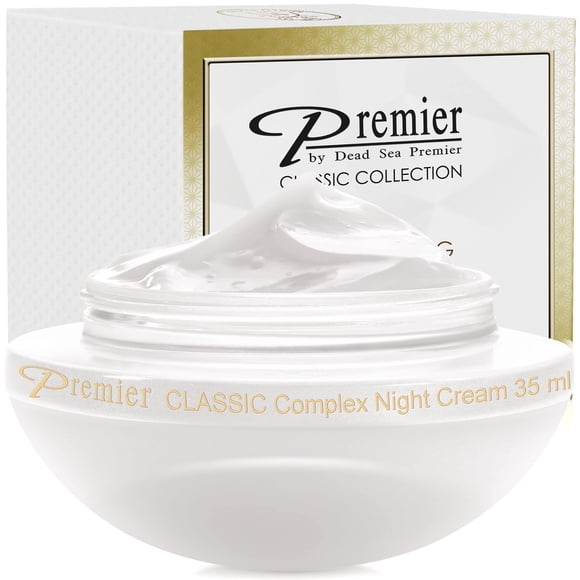 Premier Dead Sea Classic Crème de Nuit, Anti-âge, Nourrissante, Peau Hydratée avec Vitamines E et A 2.4fl.oz