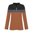 thumbnail image 6 of fatyb Women's Long Sleeve Shirts Color Block Quarter Zip Casual Tops Collar Pullover Blouses for Women, 6 of 7