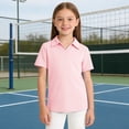 thumbnail image 2 of shoper Girls Polo Shirts Golf Tennis School Uniform Short Sleeve T Shirts V-Neck Collared Workout Tops for 3-14 Years (Pink), 2 of 5
