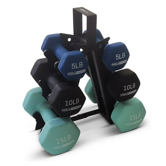 HolaHatha Hex Dumbbell Weight Training Home Gym Equipment Set, Multicolor