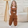 thumbnail image 2 of Gaexia Boys Lined Overalls Soft Warm Romper Jumpsuit Easy Open Design Toddlers Comfortable Playwear Winter Fall Casual ,Coffee,3-4 Years, 2 of 7