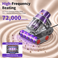thumbnail image 5 of Prettycare Mattress Vacuum Bed Vacuum Cleaner with UV-C Light, Hyper Helix Motor with 18Kpa Strong Suction & 72000 Beats/Min Tapping, HEPA Filter,149℉ Heat & Ultrasonic & Anion for Bed and Pet, 5 of 11