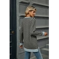 thumbnail image 3 of New Women's Striped Contrast Color Round Neck Long Sleeve Loose T-Shirt Top, 3 of 3
