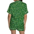 thumbnail image 5 of Christmas Green Pajamas for Women Set Women Pajamas Graphic Printed Silk Satin Cute Sleepwear Buttons Short Sleeve Tops Shorts Sets Womens Sleepwear, 5 of 5