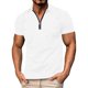 thumbnail image 1 of Blusa y camisa de manga corta con cuello vuelto para hombre, versátil, de color liso, con botones y cremallera, blusa de manga corta con cuello vuelto para hombre, abrigo de poliéster, 1 of 6