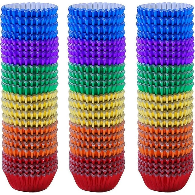 600 Pieces 1.25 Inch Mini Foil Metallic Cupcake Liners Muffin Paper Cases Baking Cups, 6 colors