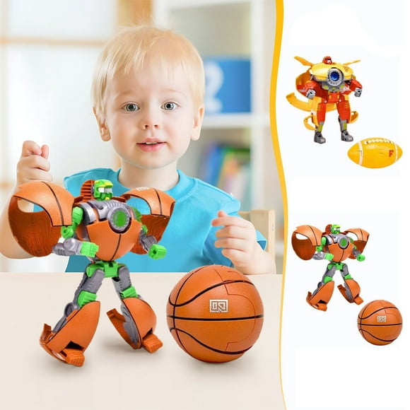 Jouet Robot de Sport Transformable - Figurine d'Action Convertible de Basketball et de Football pour Enfants - Cadeau d'Apprentissage STIM en Plastique Sûr et Durable