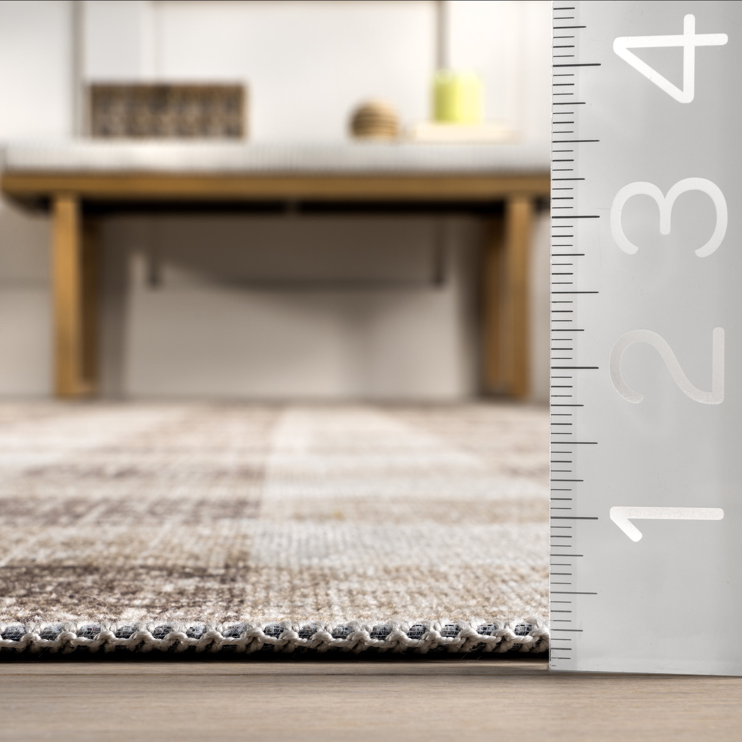 nuLOOM Drew Gingham Plaid Machine Washable Area Rug, 4' x 6', Light Brown