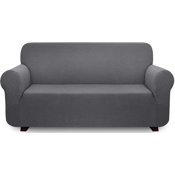 iCOVER One Piece High Stretch Couch Cover, Large Sofa Slipcover, fit seat with 60 to 80 inches, Machine Washable Spandex Jacquard Fabric, Non-Slip Furniture Protector (Gray)